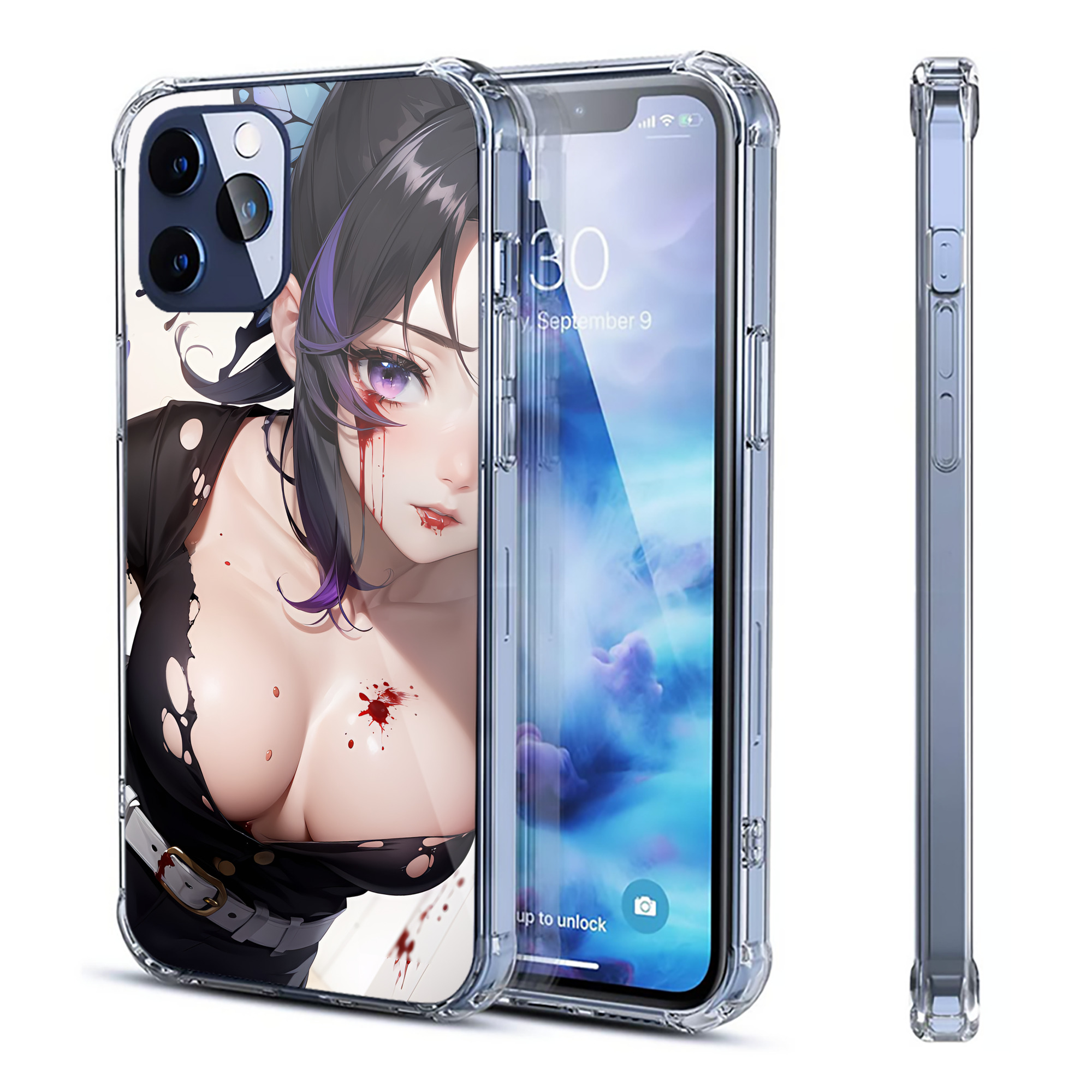 （画像用） 鬼滅の刃（きめつのやいば）蟲柱-胡蝶 しのぶ／こちょう しのぶ Kochou Shinobu 【iPhone 12シリーズ対応】透明スマホケース（クリアソフトケース）